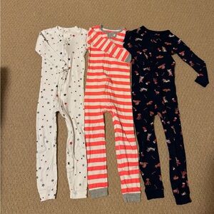 Three GAP Kids One Piece Footies - White, Coral, and Navy